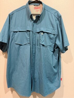 Coleman Teal Short-Sleeve Button-Down Shirt